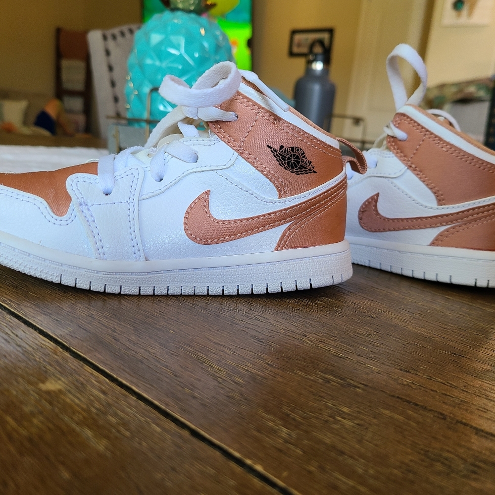 Toddler Girls Air Jordan 1 Mid White\Rose Gold